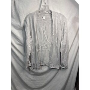 Crofts & Barrow Womens Cardigan Sweater Light Gray Long Sleeve Open Front Size L